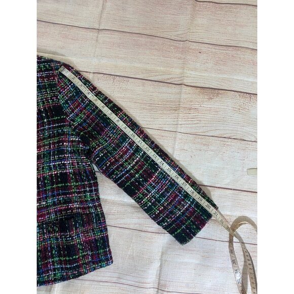 Talbots Women's Tweed Classic Wool Blend Button Front Crop Jacket - 10 - Picture 10 of 14